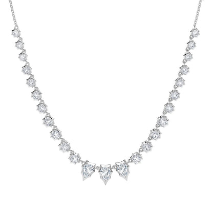 Silver Gabrielle Moissanite Pear Tennis Necklace (2.04 TCW)