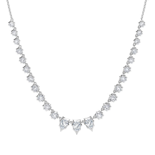 Silver Gabrielle Moissanite Pear Tennis Necklace (2.04 TCW)
