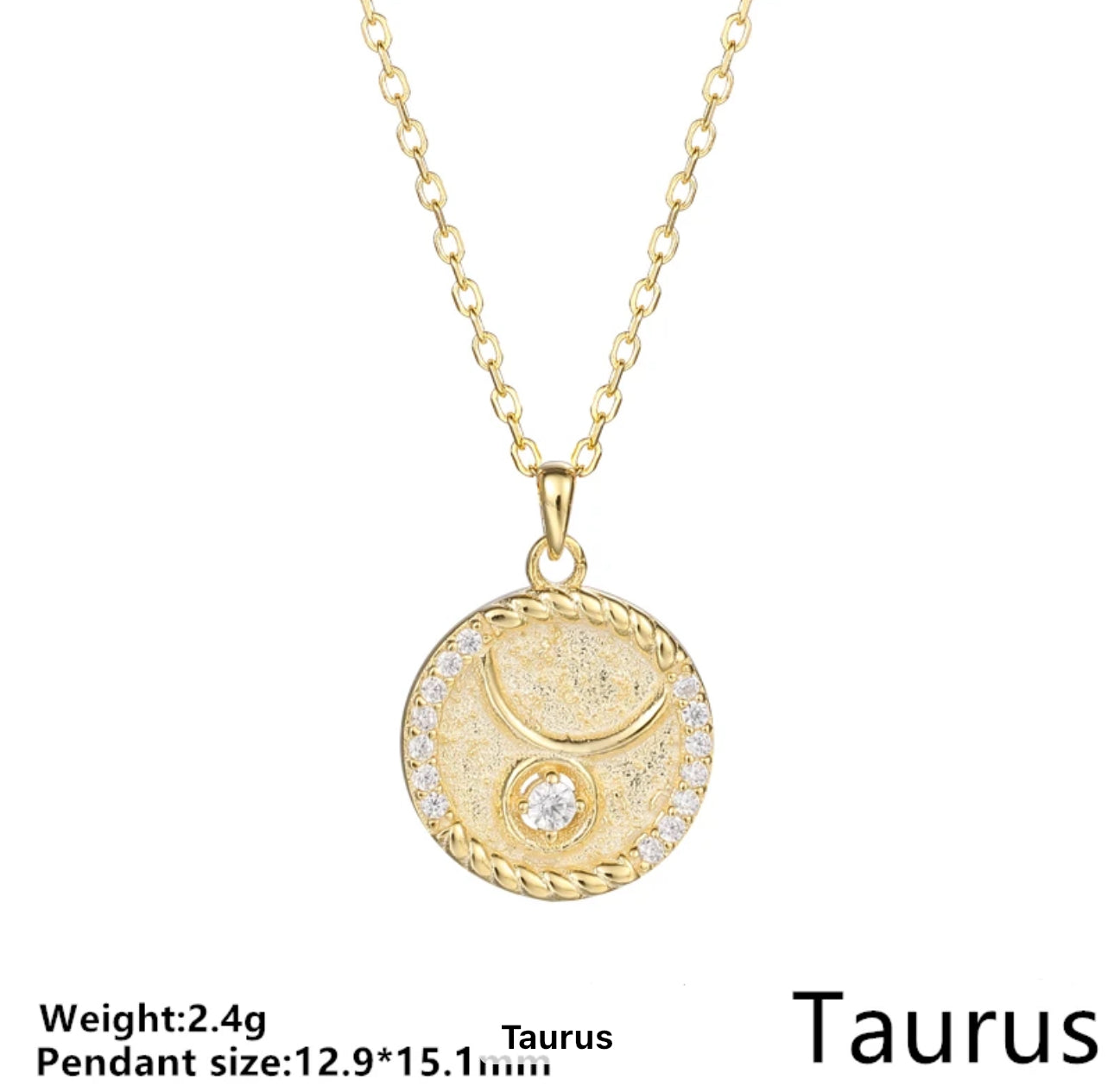 Gold Cable & Cubic Zodiac Necklace (925)
