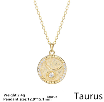 Gold Cable & Cubic Zodiac Necklace (925)