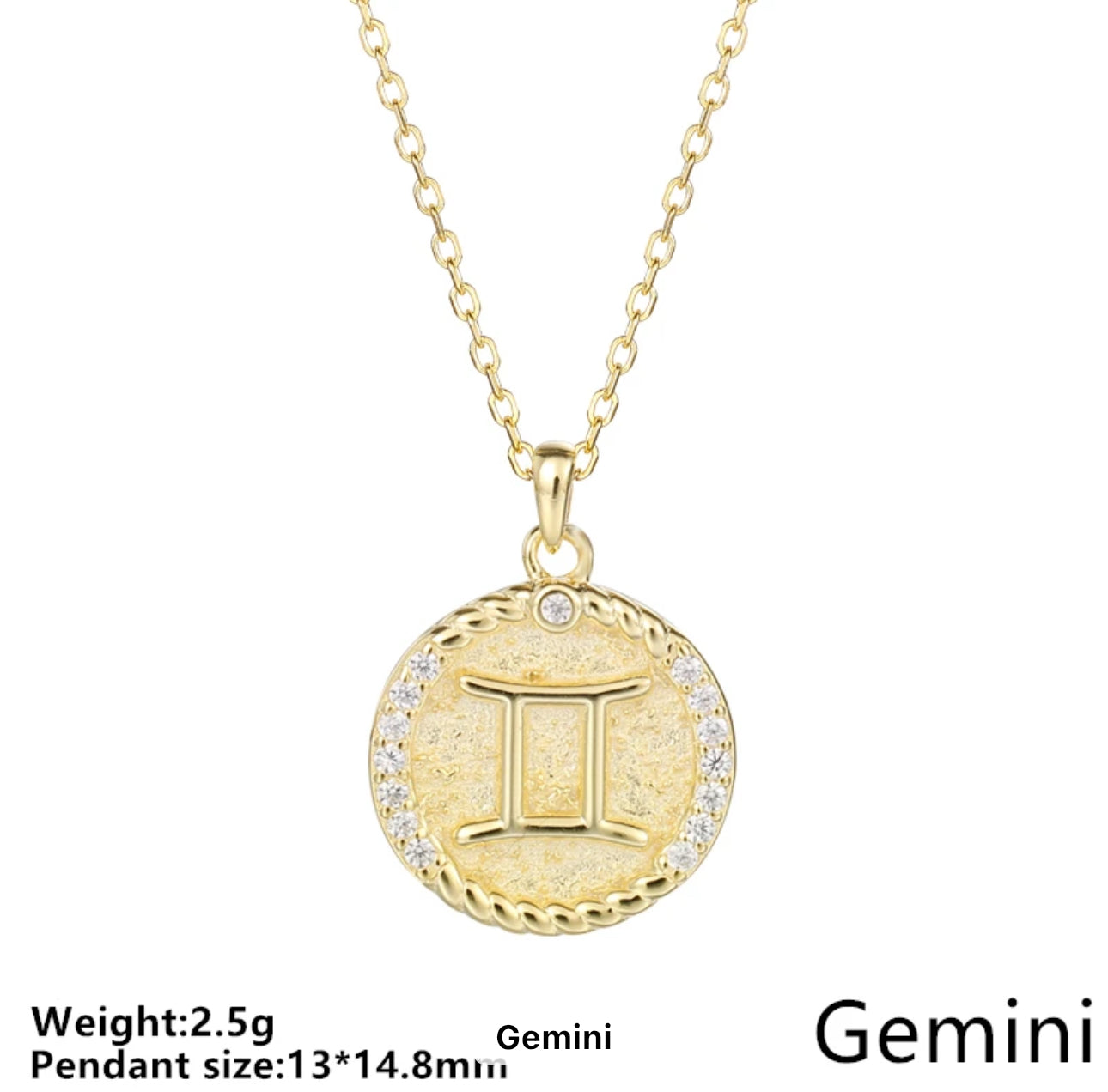 Gold Cable & Cubic Zodiac Necklace (925)
