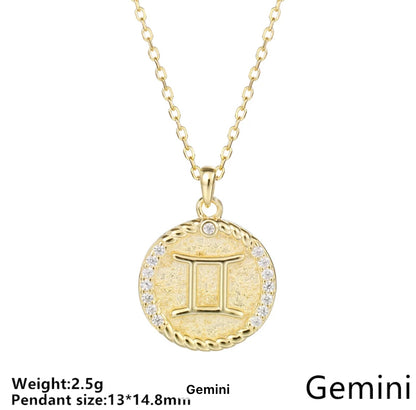 Gold Cable & Cubic Zodiac Necklace (925)