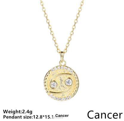 Gold Cable & Cubic Zodiac Necklace (925)