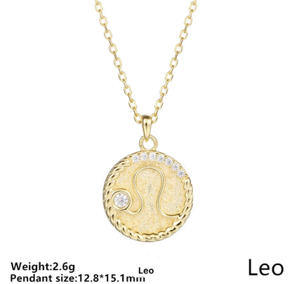 Gold Cable & Cubic Zodiac Necklace (925)