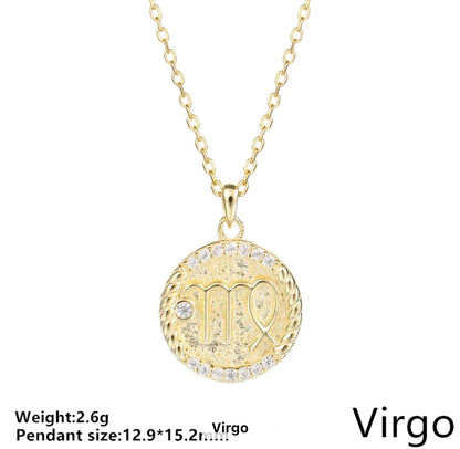 Gold Cable & Cubic Zodiac Necklace (925)