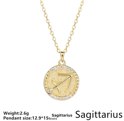 Gold Cable & Cubic Zodiac Necklace (925)