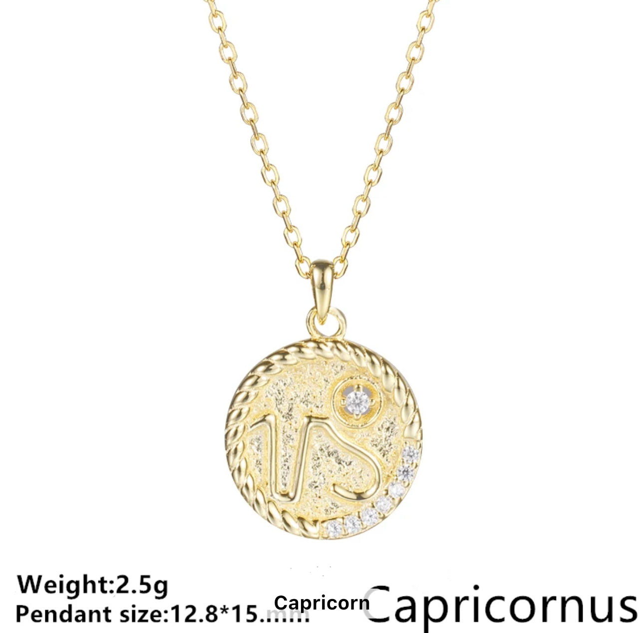Gold Cable & Cubic Zodiac Necklace (925)