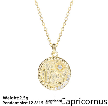 Gold Cable & Cubic Zodiac Necklace (925)