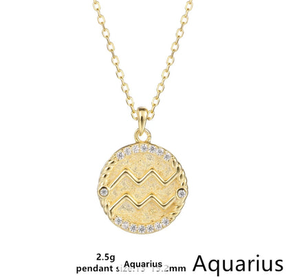 Gold Cable & Cubic Zodiac Necklace (925)