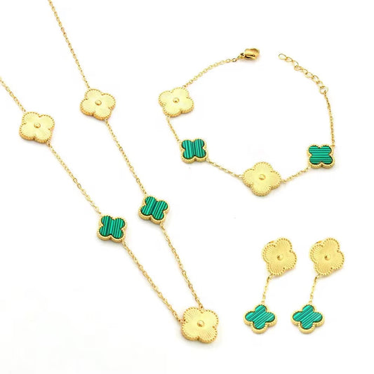 Green & Gold Clover Ella Set (Stainless Steel)