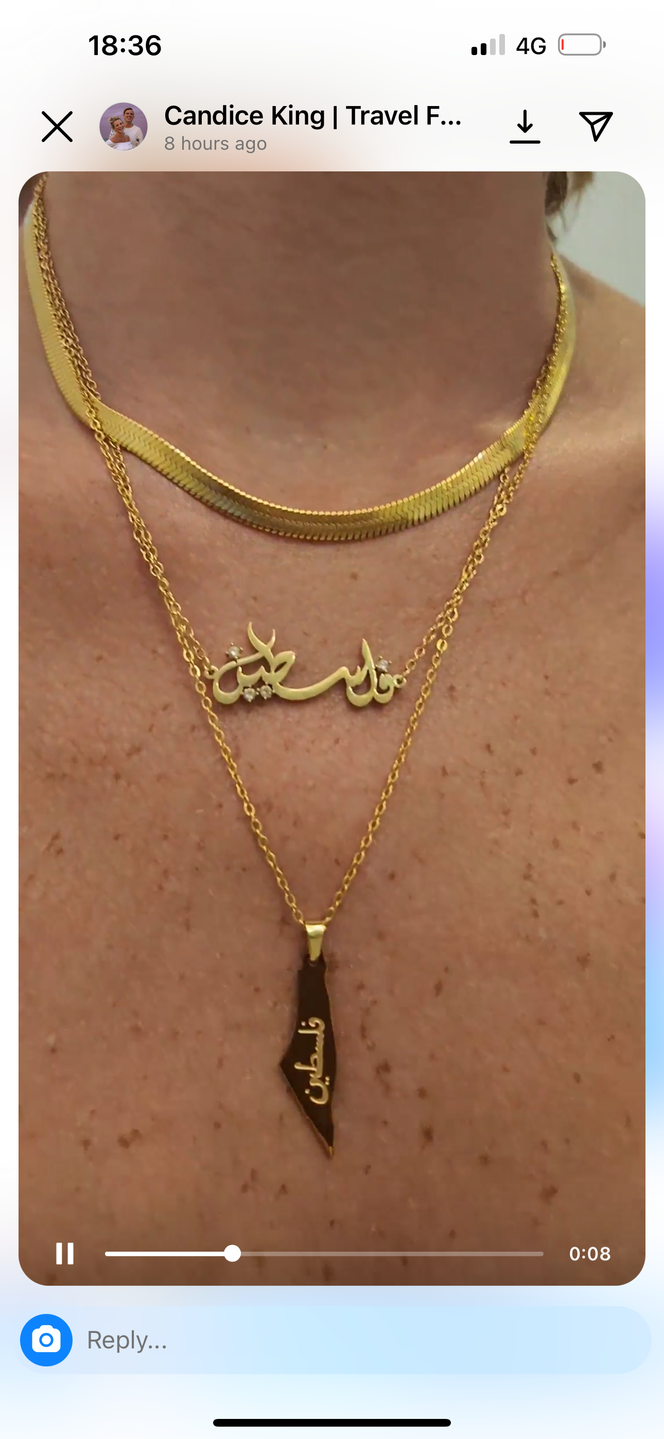 Gold Falasteen Arabic Necklace (Stainless Steel)
