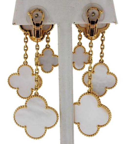 Rose Gold & Pearl 4 Motif Drop Chandelier Earring (925)
