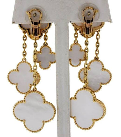 Rose Gold & Pearl 4 Motif Drop Chandelier Earring (925)