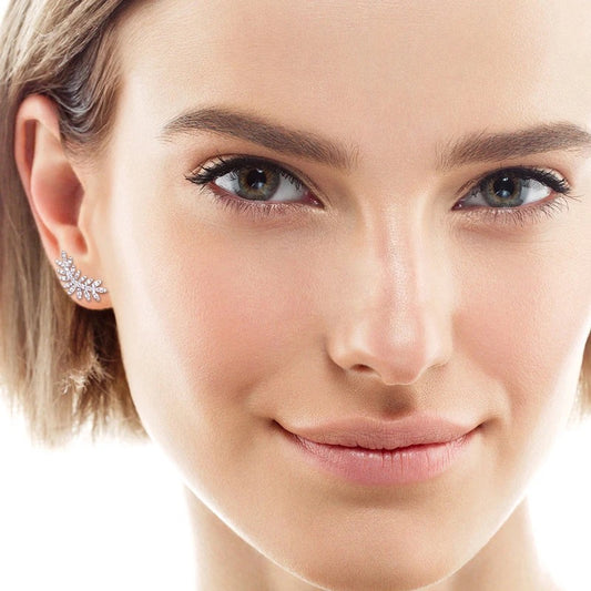 Gold Moissanite Sparkle Wreath Earring (925, 18k Gold Vermeil)