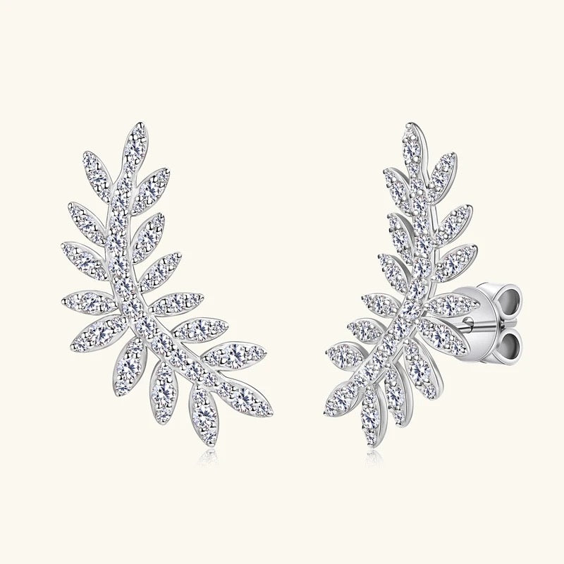 Silver Moissanite Sparkle Wreath Earring (925, Platinum Vermeil)