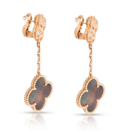 Rose Gold & Grey Pearl Pave  Drop Earring (925)