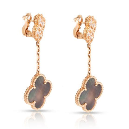 Rose Gold & Grey Pearl Pave  Drop Earring (925)