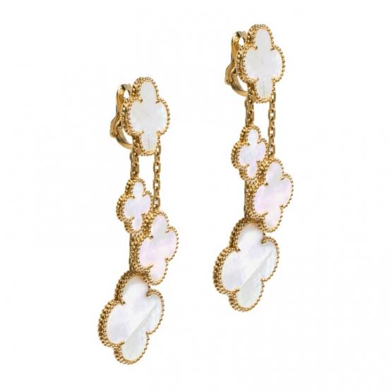 Rose Gold & Pearl 4 Motif Drop Chandelier Earring (925)