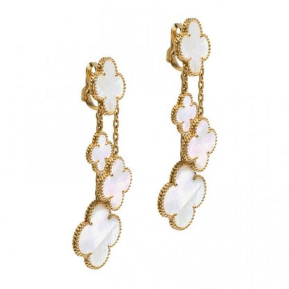 Rose Gold & Pearl 4 Motif Drop Chandelier Earring (925)