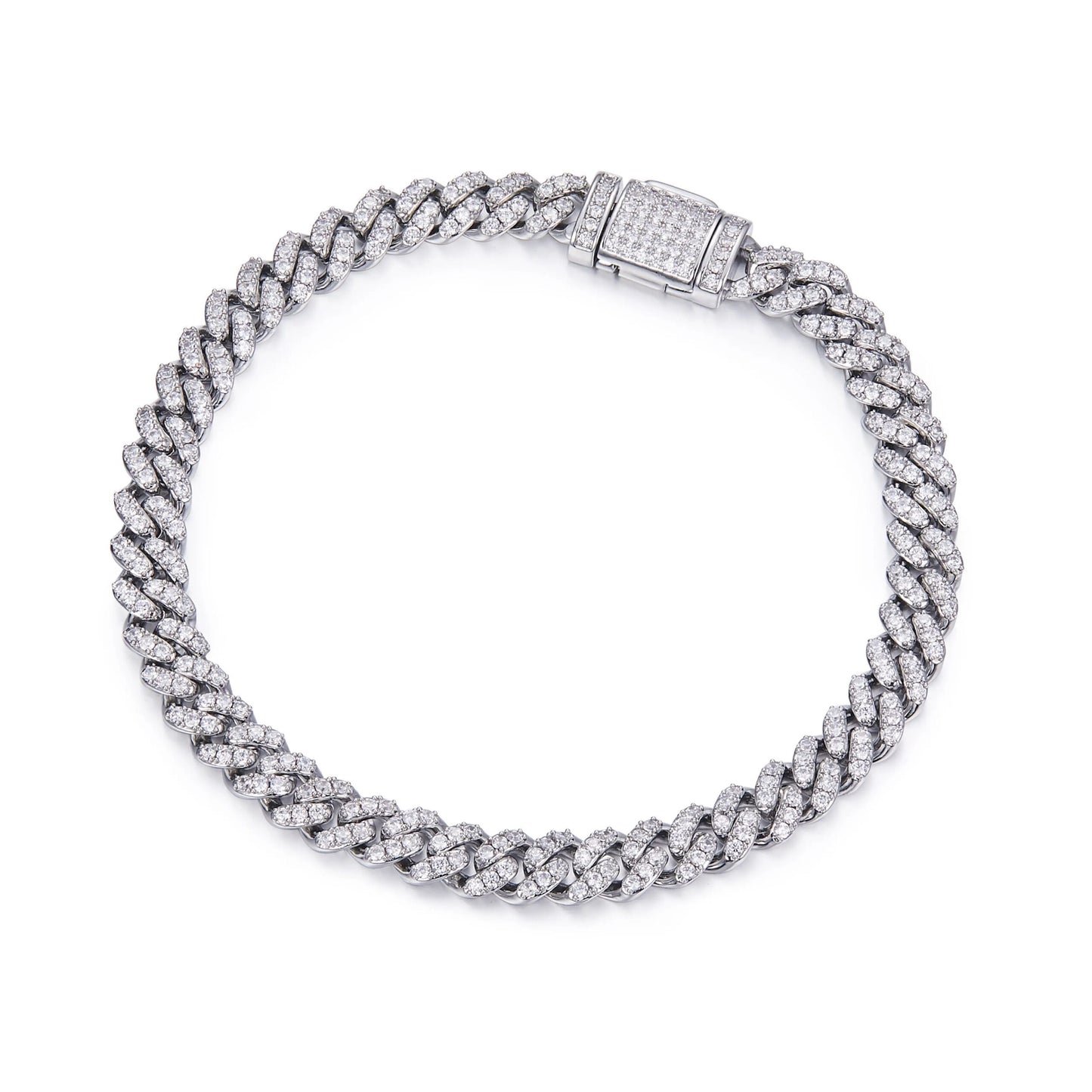 Unisex Refined Moissanite Cuban Bracelet (6mm, 925)