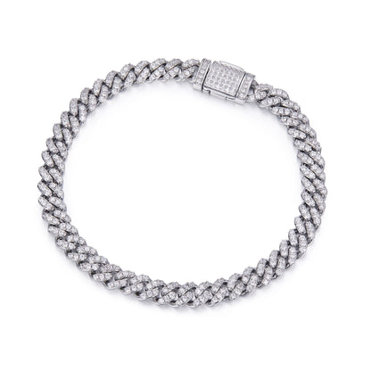 Unisex Refined Moissanite Cuban Bracelet (6mm, 925)