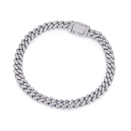 Unisex Refined Moissanite Cuban Bracelet (6mm, 925)