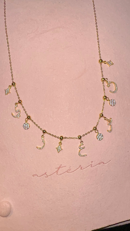 Elite Series Gold Sheen Pave Arabic Initial Charm (925