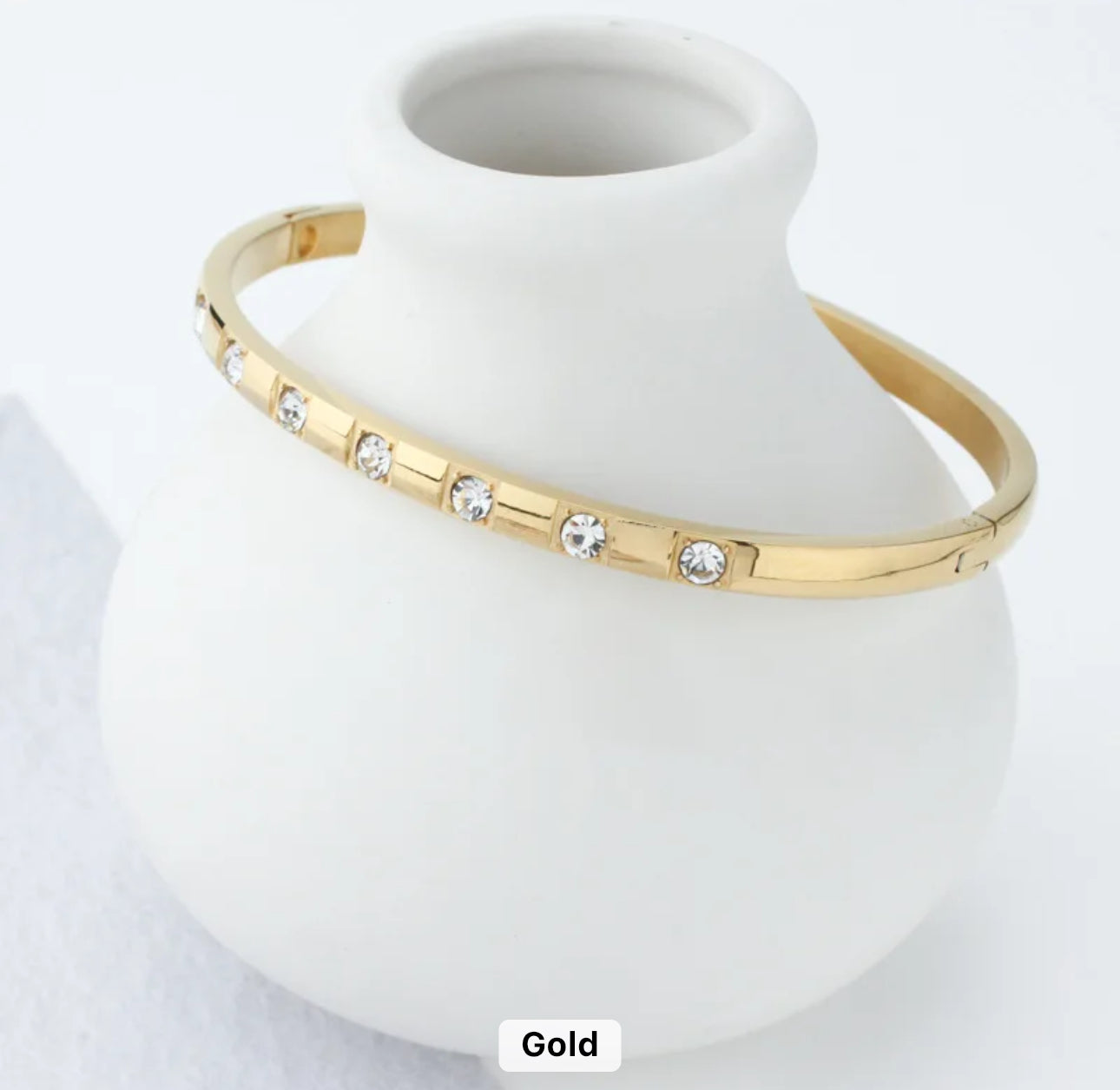 Bejewelled Bangle (4mm) (Gold, Silver, Rose)