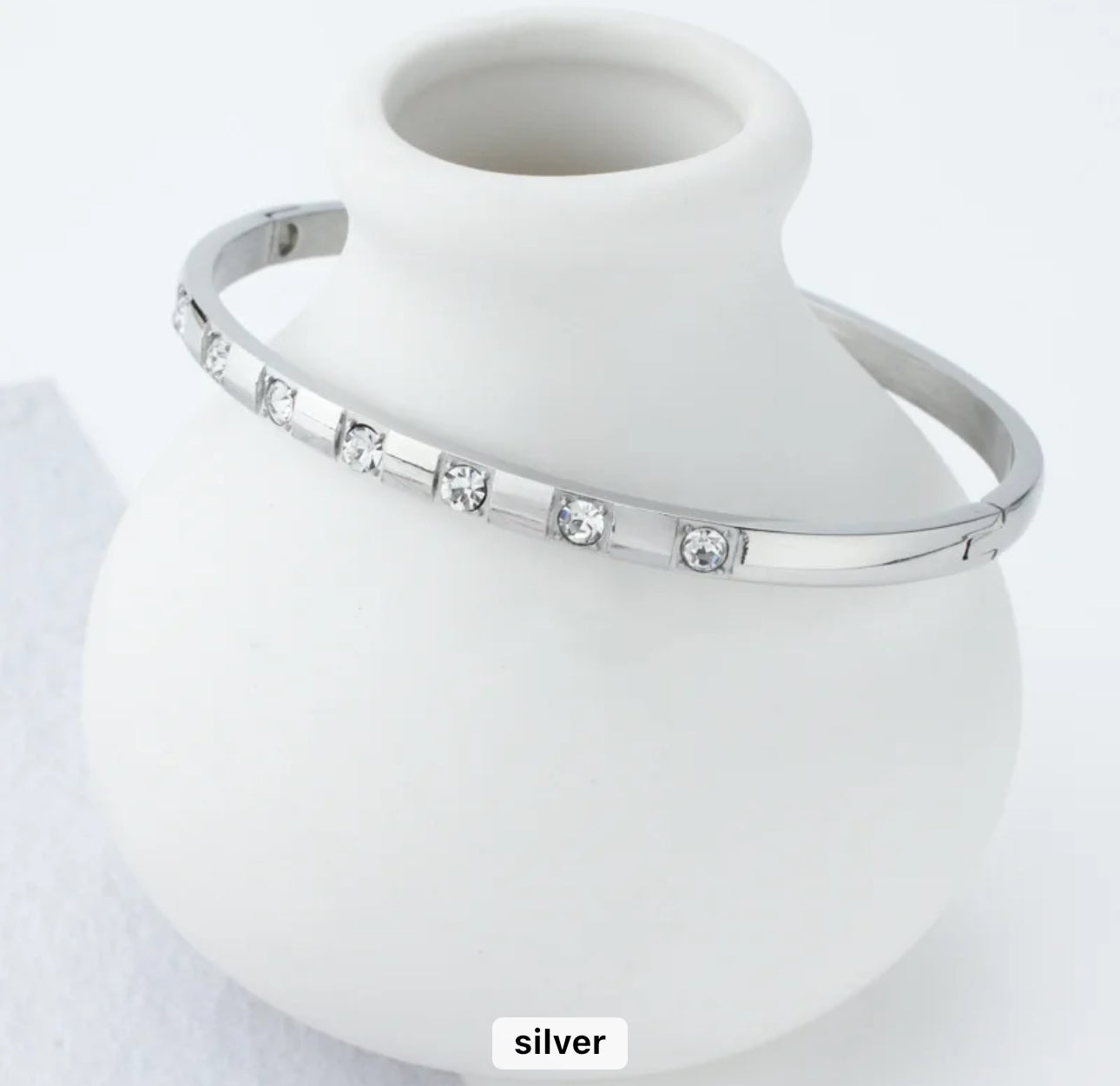 Bejewelled Bangle (4mm) (Gold, Silver, Rose)