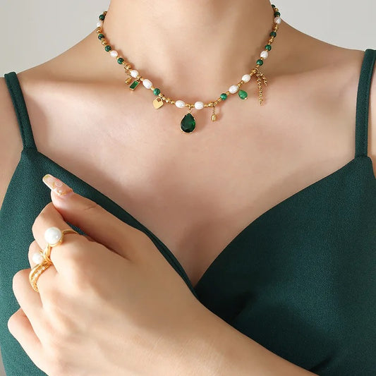 Jaded Charm Necklace (Stainless Steel)