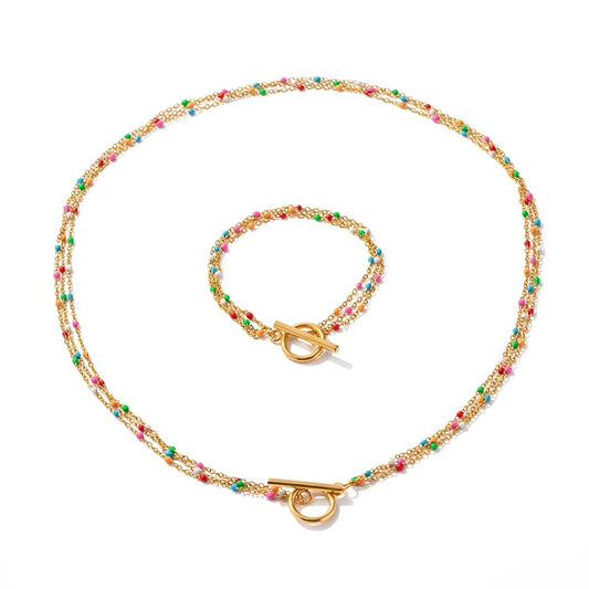 Summer Love Necklace & Bracelet Set (Stainless Steel)