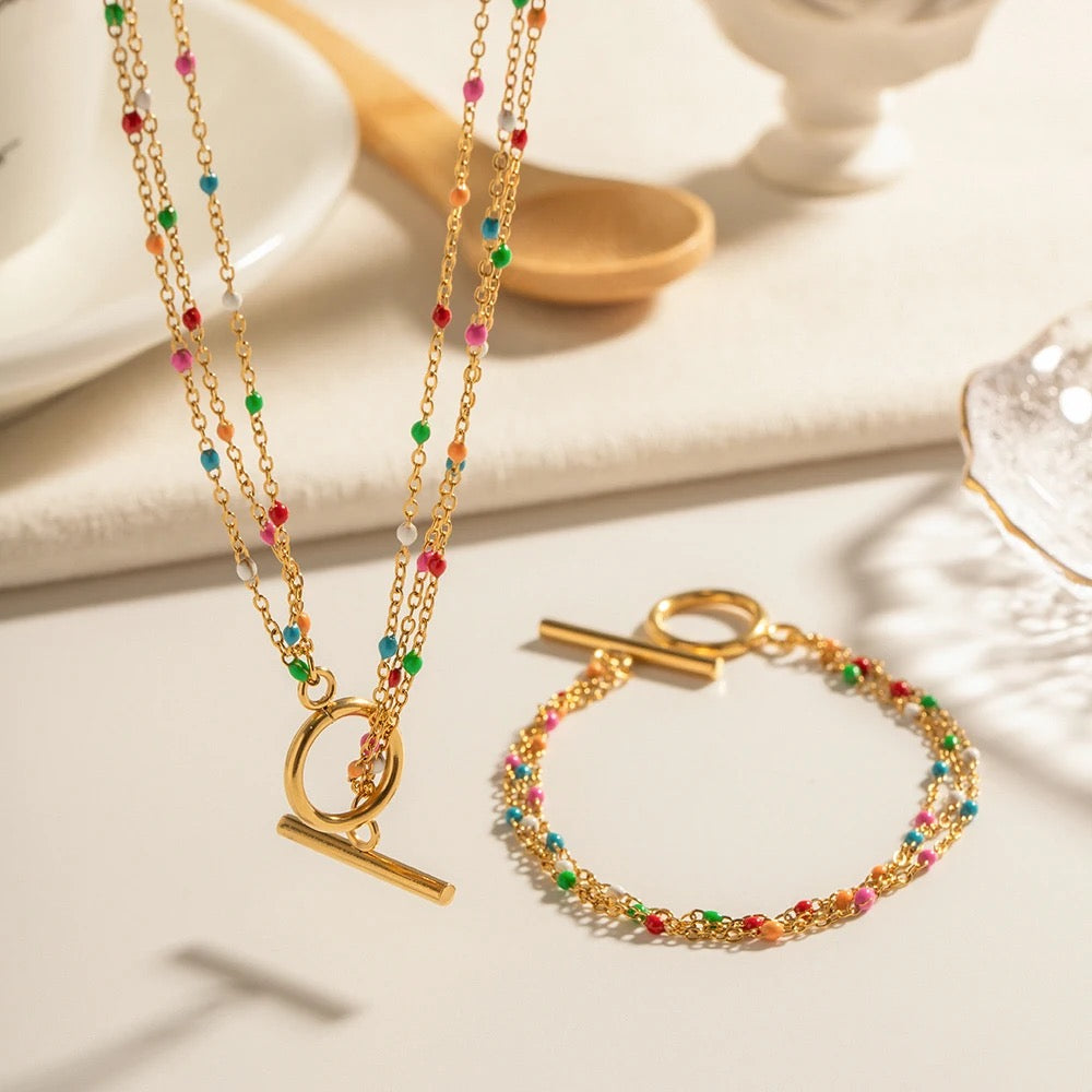 Summer Love Necklace & Bracelet Set (Stainless Steel)