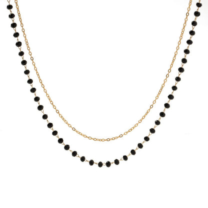 Mystical Double Layer Black Bead Necklace