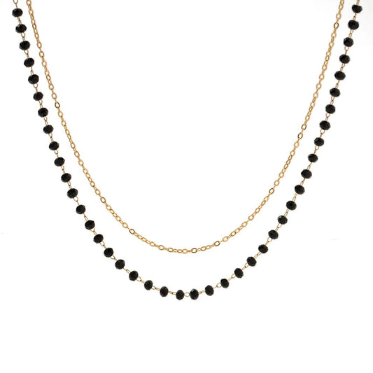 Mystical Double Layer Black Bead Necklace
