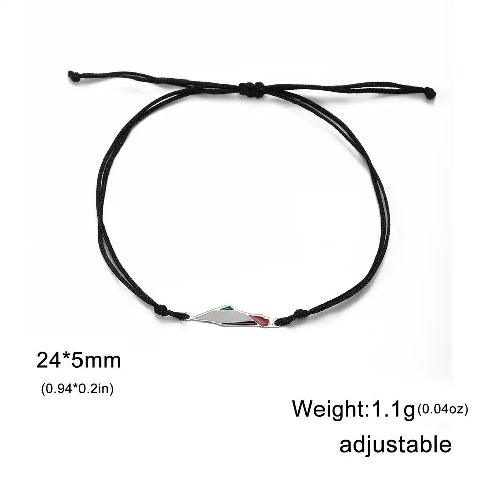 Dainty Black & Silver  Enamel Palestine Strand Bracelet