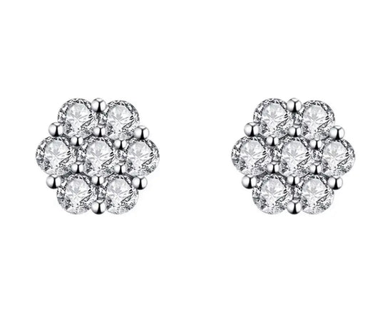 Silver Flower Power Intense Sparkle Earring