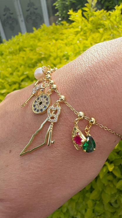 Elite Series Gold Double Palestine Key Charm (925, Vermeil)