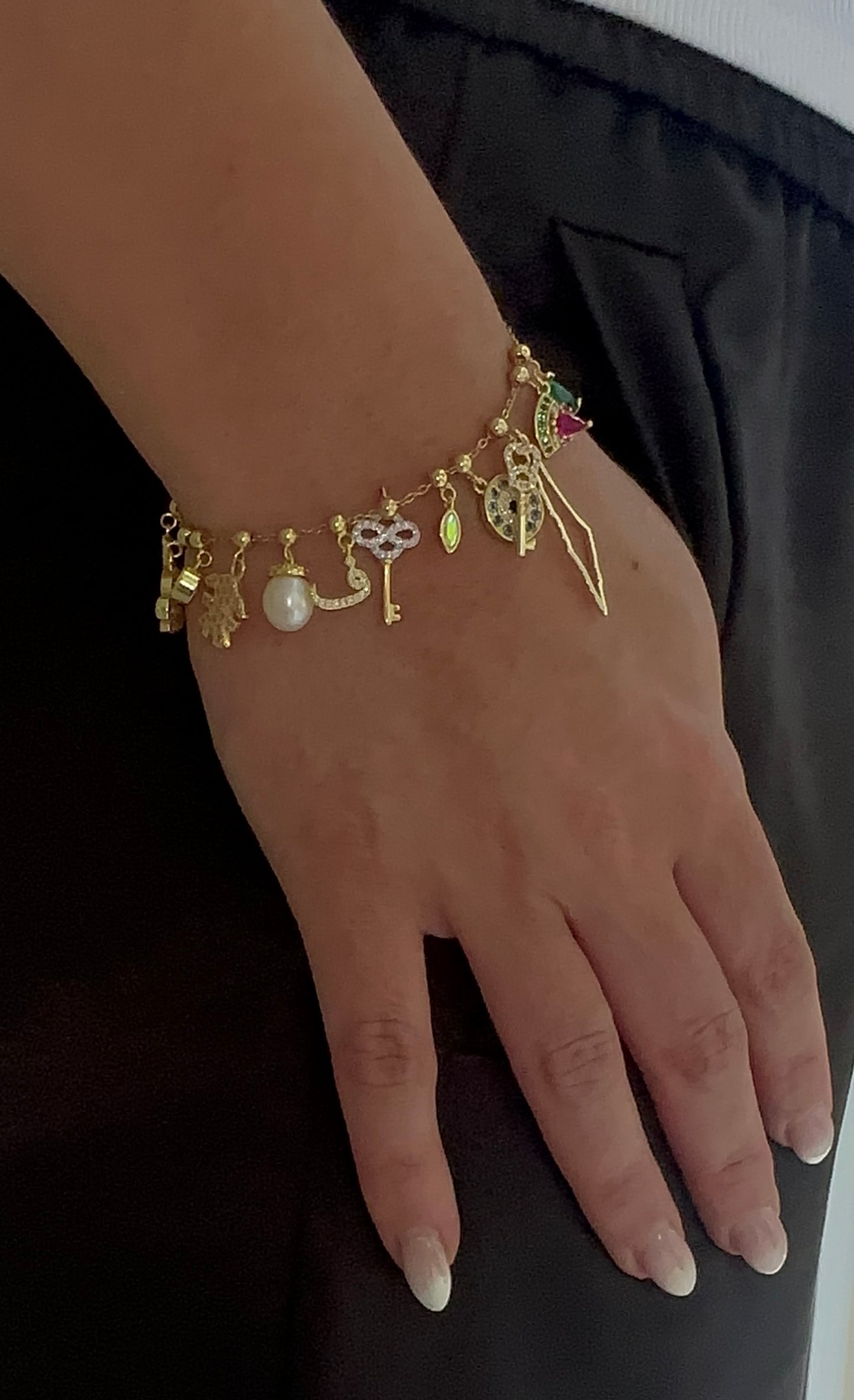Elite Series Gold, Freshwater Pearl & NSCD Charm (925, Vermeil)