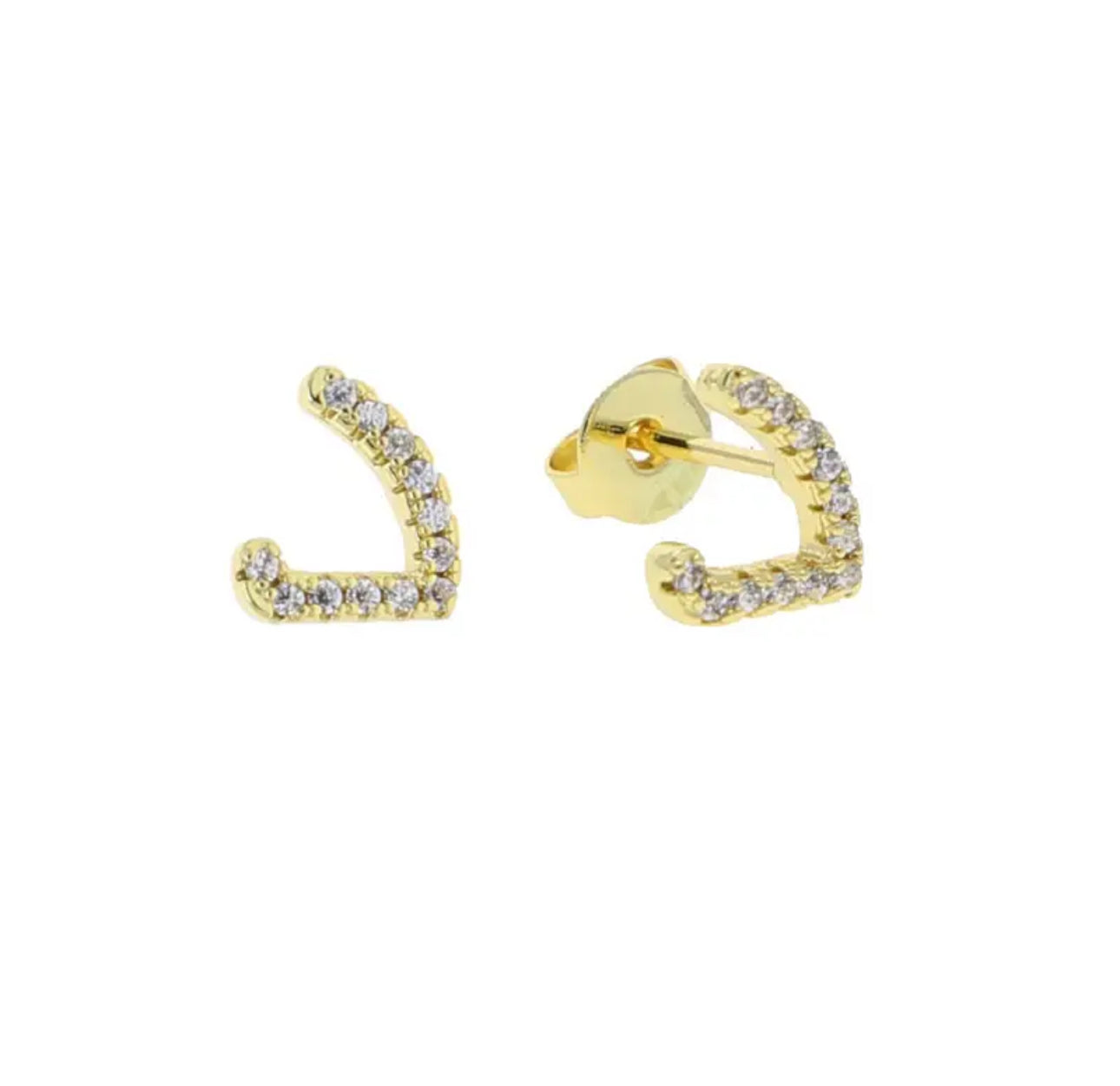 Gold Pave Dainty Cubic Arabic Initial Studs (Mix Metal)