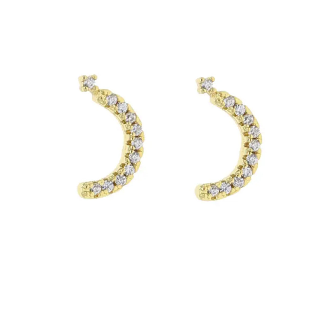 Gold Pave Dainty Cubic Arabic Initial Studs (Mix Metal)