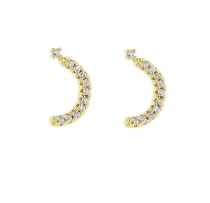 Gold Pave Dainty Cubic Arabic Initial Studs (Mix Metal)