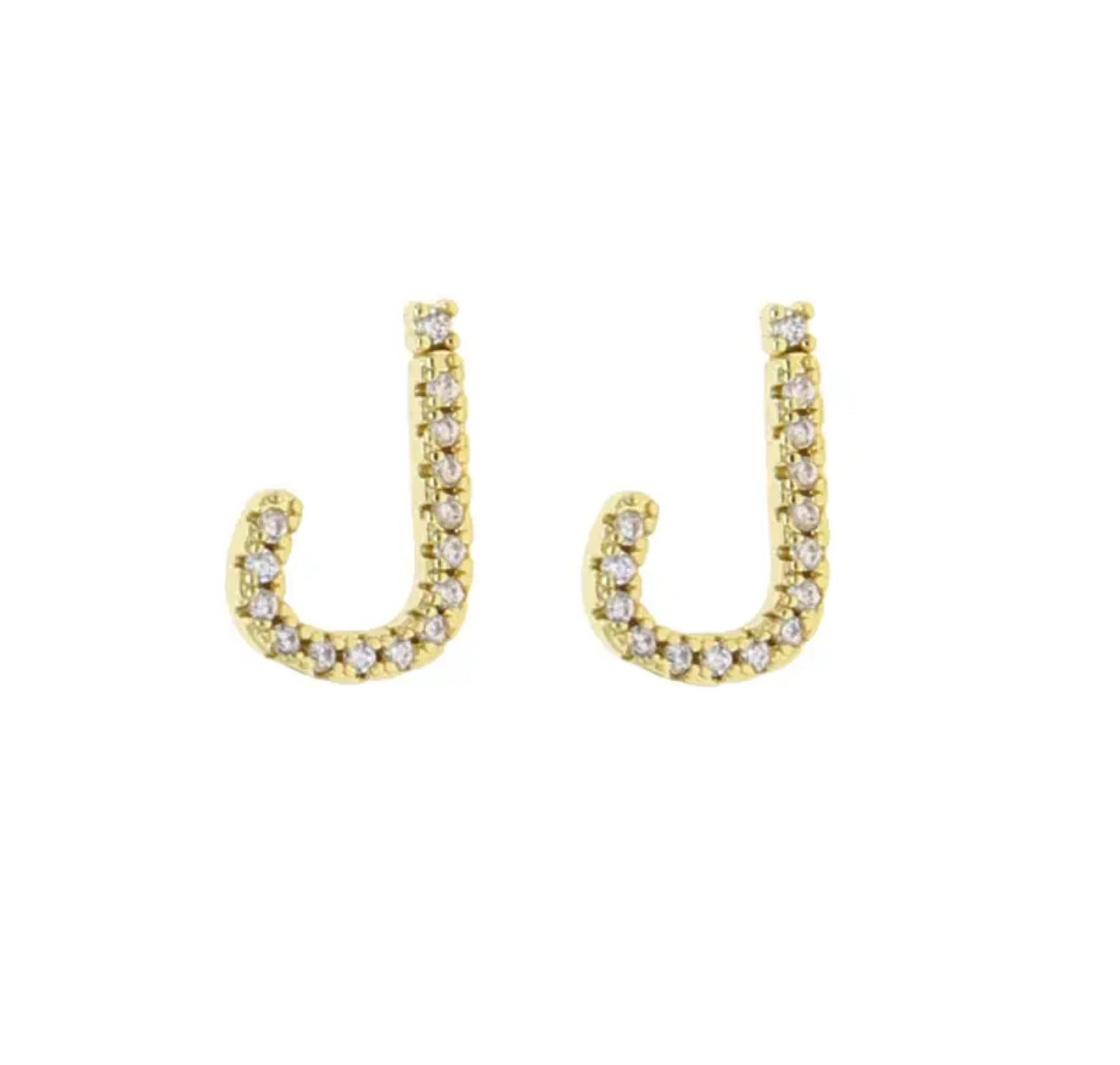 Gold Pave Dainty Cubic Arabic Initial Studs (Mix Metal)