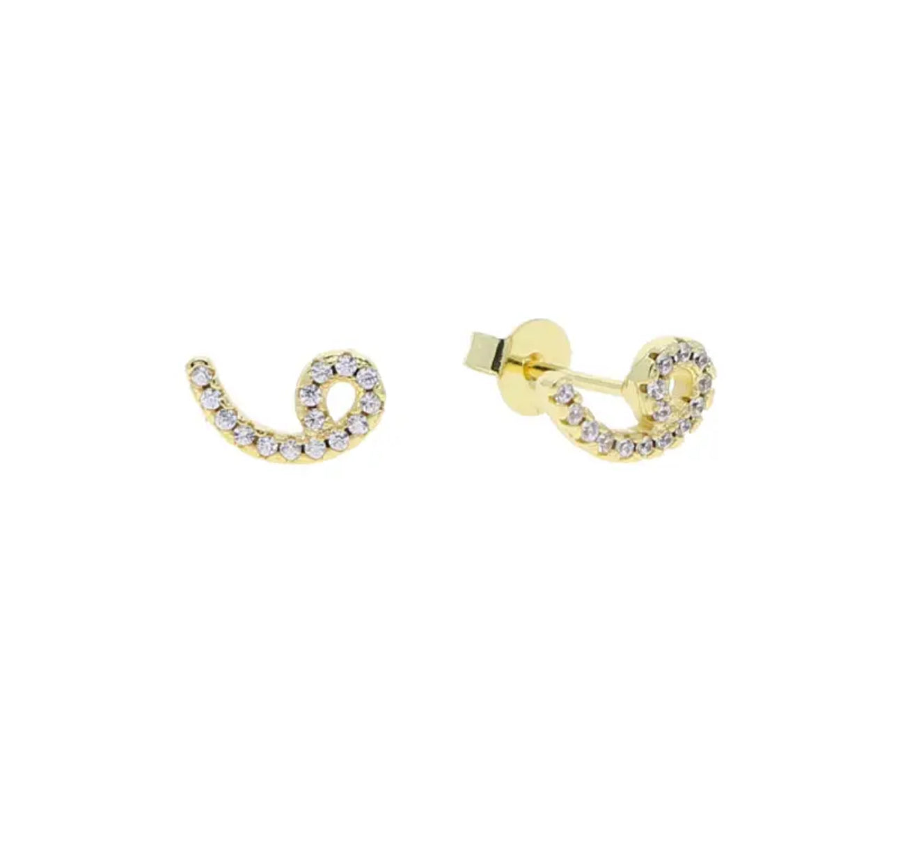 Gold Pave Dainty Cubic Arabic Initial Studs (Mix Metal)