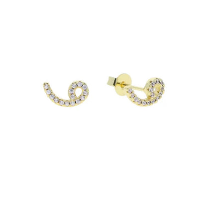 Gold Pave Dainty Cubic Arabic Initial Studs (Mix Metal)