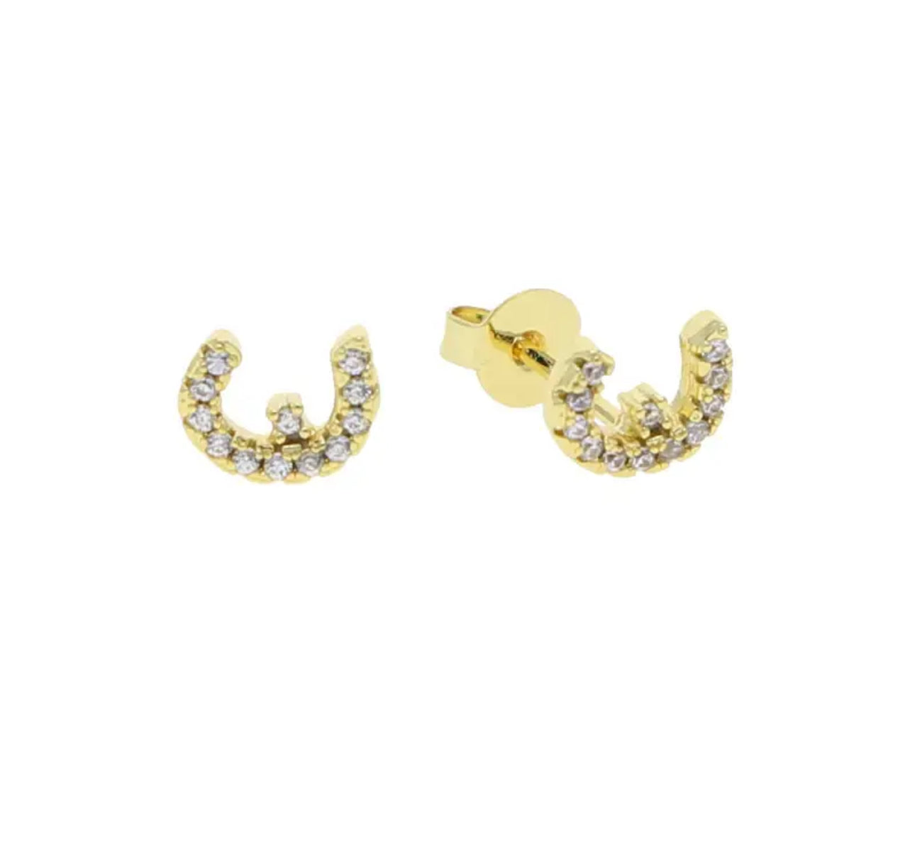 Gold Pave Dainty Cubic Arabic Initial Studs (Mix Metal)