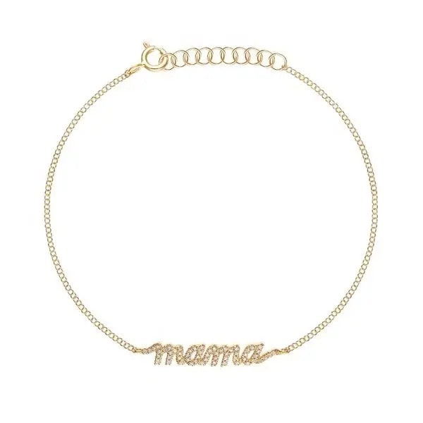 Gold Mama Pave Nameplate Bracelet