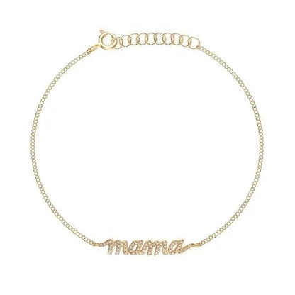 Gold Mama Pave Nameplate Bracelet