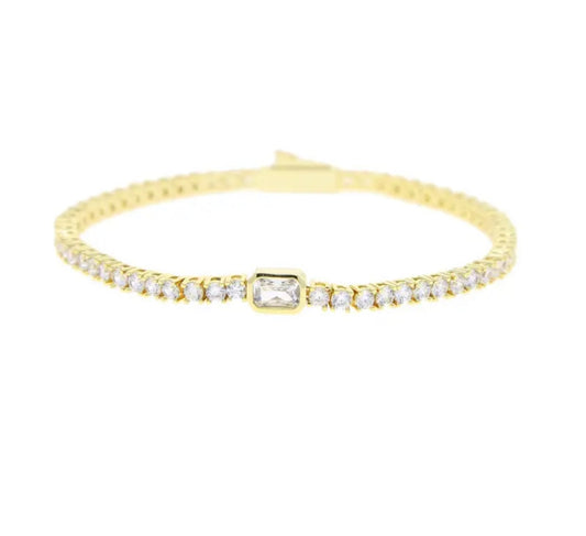 Gold Sophistica Emerald Cut Tennis Bracelet