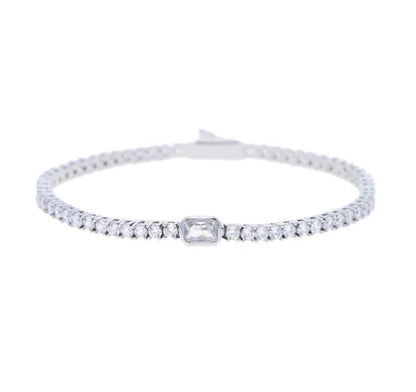 Silver Sophistica Emerald Cut Tennis Bracelet