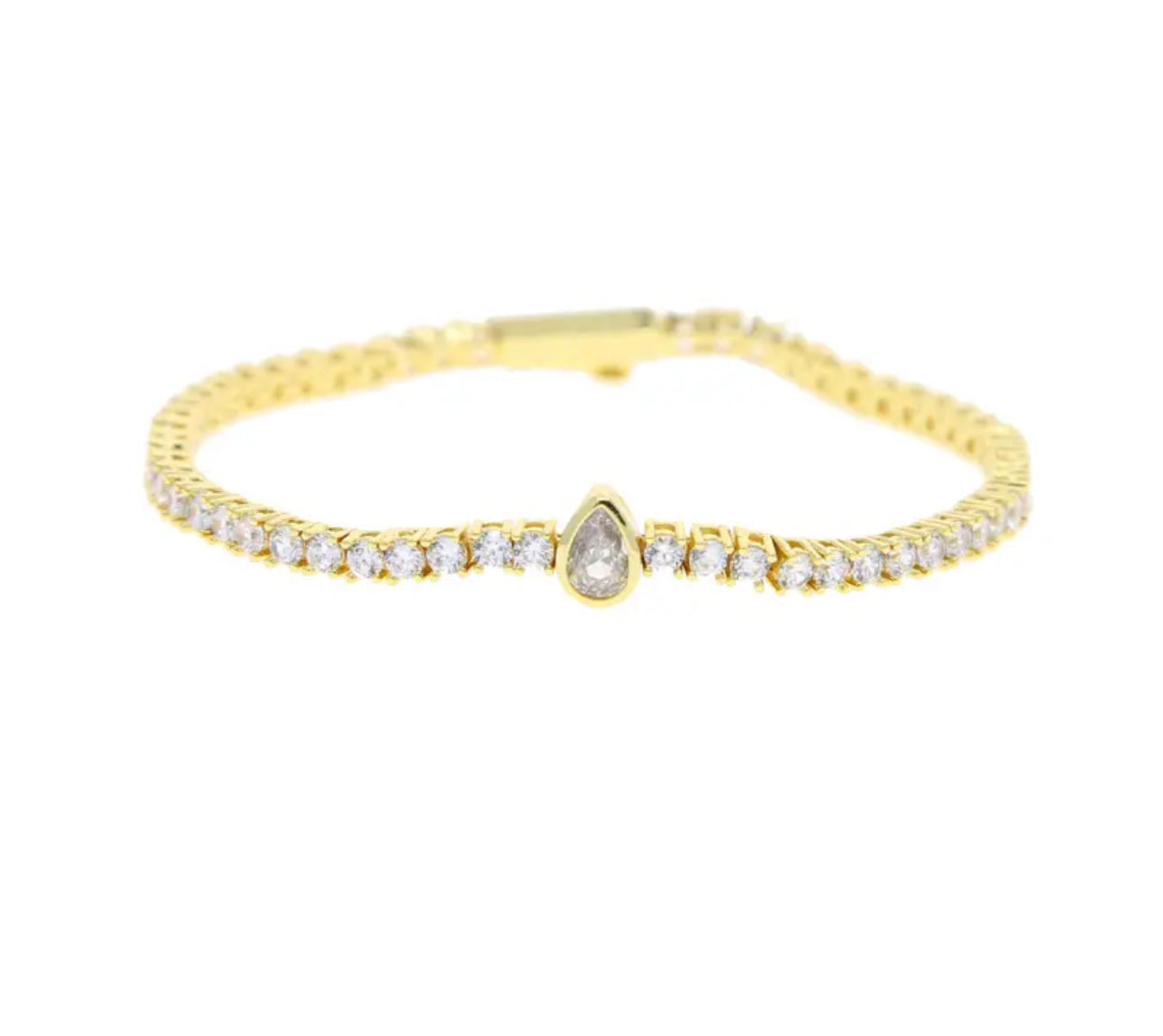 Gold Sophistica Pear Cut Tennis Bracelet